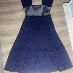 NWT Lane Bryant Navy and White Maxi Dress